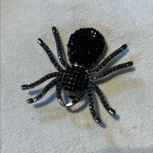 Black Beaded Spider Brooch